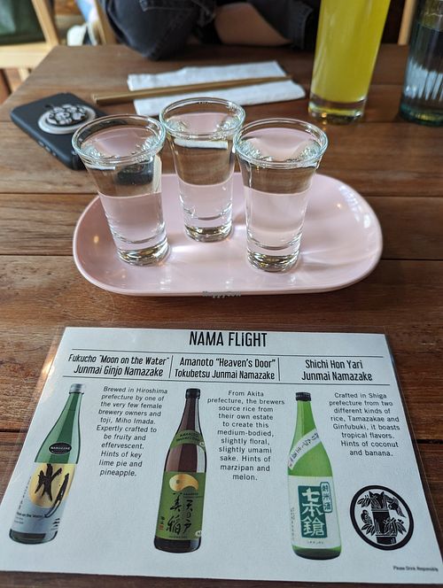 Seasonal namazake flight. at Obon Shokudo in Portland