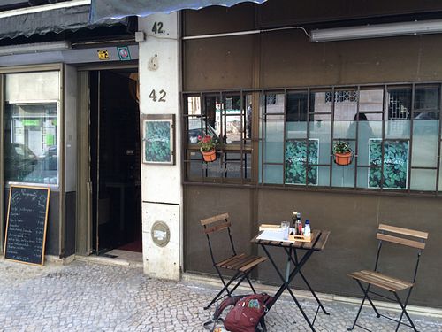 outside  at Veganeats Caffe in Lisbon