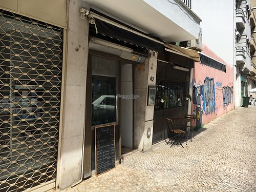 outside  at Veganeats Caffe in Lisbon