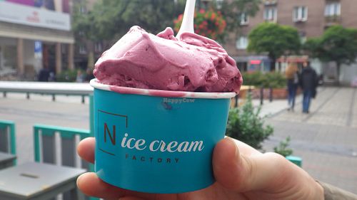 Soy milk base with acai berries, mango and strawberry ice cream at N'Ice Cream Factory in Warsaw