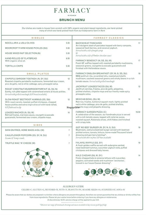 Brunch menu   at Farmacy in West London