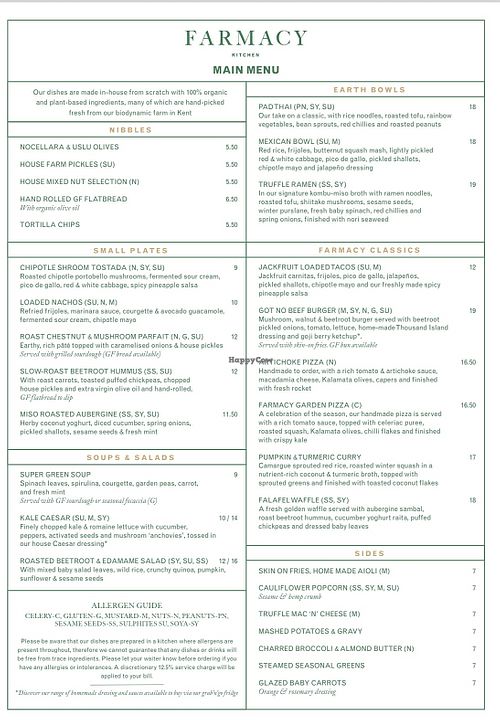 Main menu   at Farmacy in West London