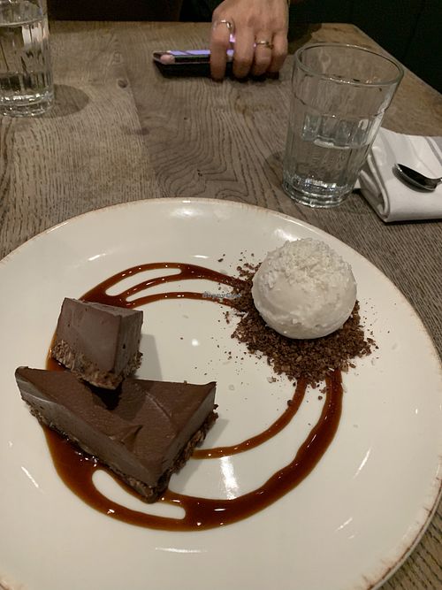 Raw chocolate dessert at Farmacy in West London