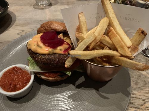 Vegan burger at Farmacy in West London
