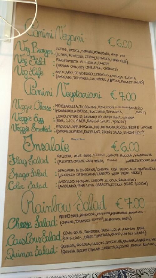 1st half of the menu  at Lattuga in Rome