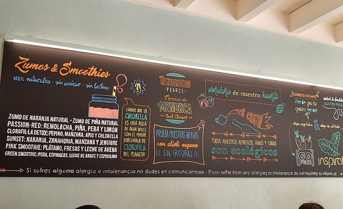 Board at Clorofil-la in Mahon