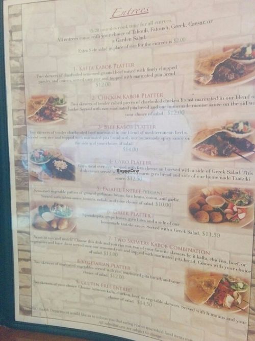 entrees at Pita Plate in Morehead City