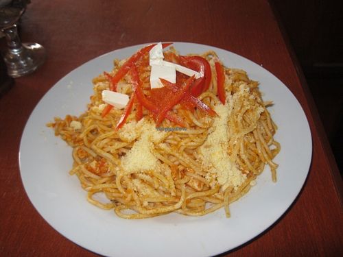 Tallarines con queso serrano. at Pukasoncco arte y Restaurant in Paracas