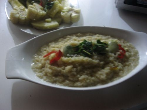 Quinua con queso y habas. at Pukasoncco arte y Restaurant in Paracas