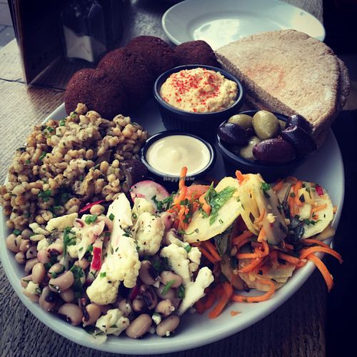 Falafel sharing platter at Cafe Kino in Bristol