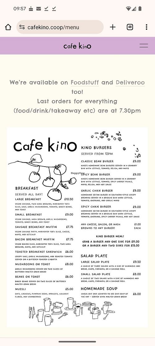 Menu (photo 1 of 2) at Cafe Kino in Bristol