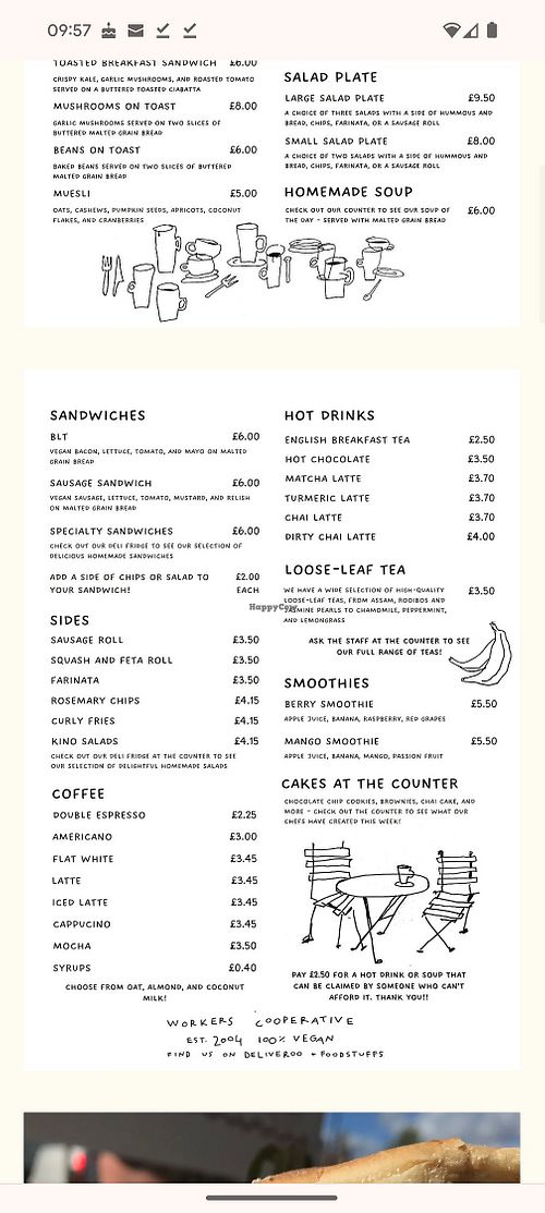 Menu (photo 2 of 2) at Cafe Kino in Bristol