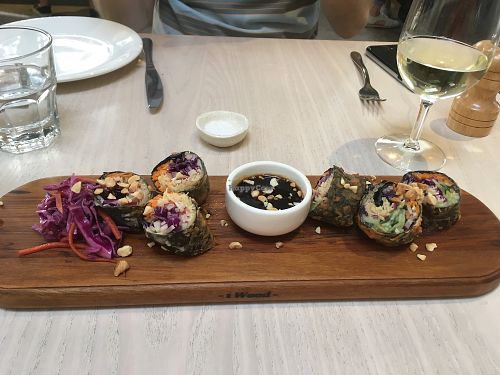 Tempura Raw Spring Vegie Roll at Dough Bros in Hamilton
