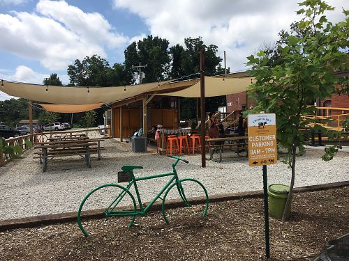 outdoor seating  at Swamp Rabbit Cafe in Greenville