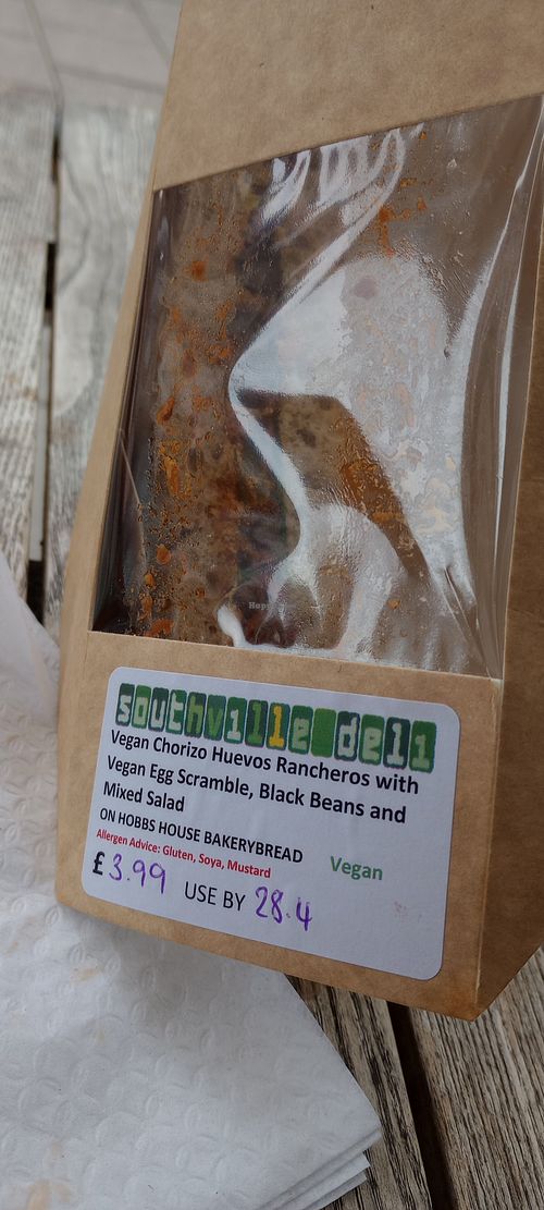 Vegan sandwich open available in fridge at Southville Deli in Bristol