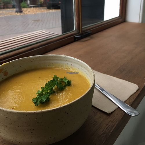 vegan soup at The Cold Pressed Juicery - Herengracht in Amsterdam