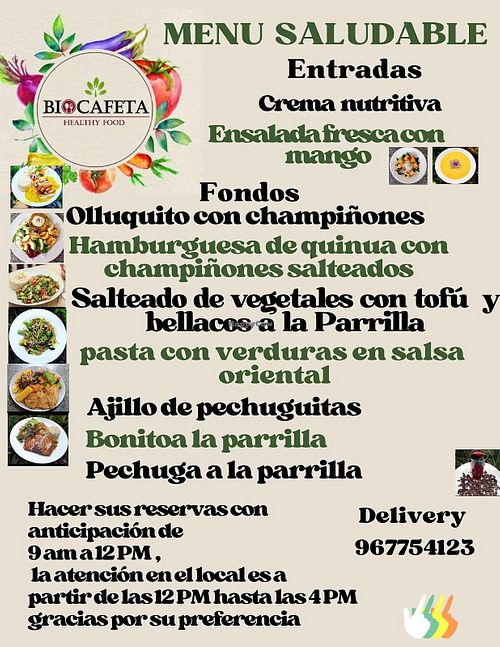 Meals of the day, April 2025 at La Bio Cafetta in Lima