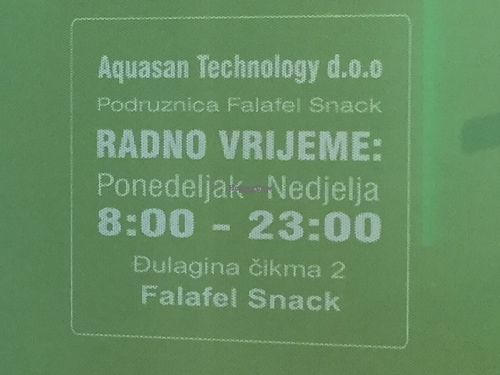 opening times  at Falafel in Sarajevo