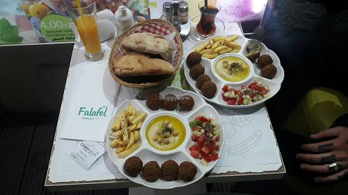 Meal deal at Falafel, fresh orange juice and tea at Falafel in Sarajevo