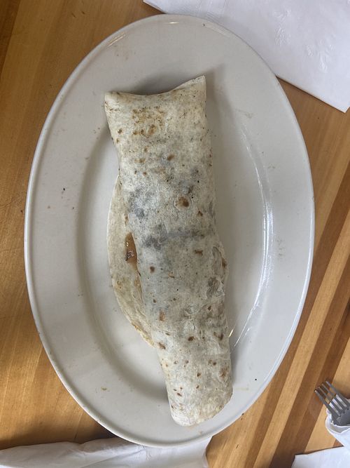 Plain bean burrito  at Taqueria La Familia in Denver