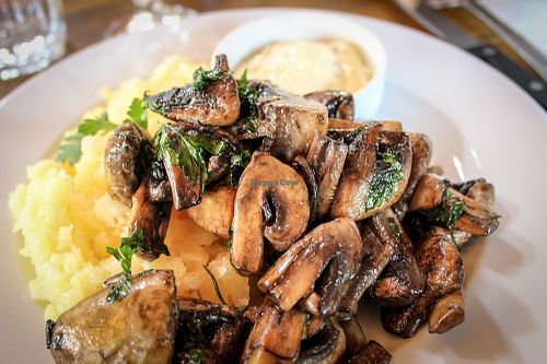 mushrooms with potatoes at Restaurace V Ruthardce in Kutna Hora