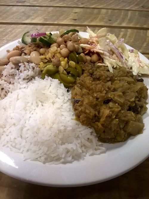 Lentil daal curry with rice side salad at Super Natural Newcastle in Newcastle Upon Tyne