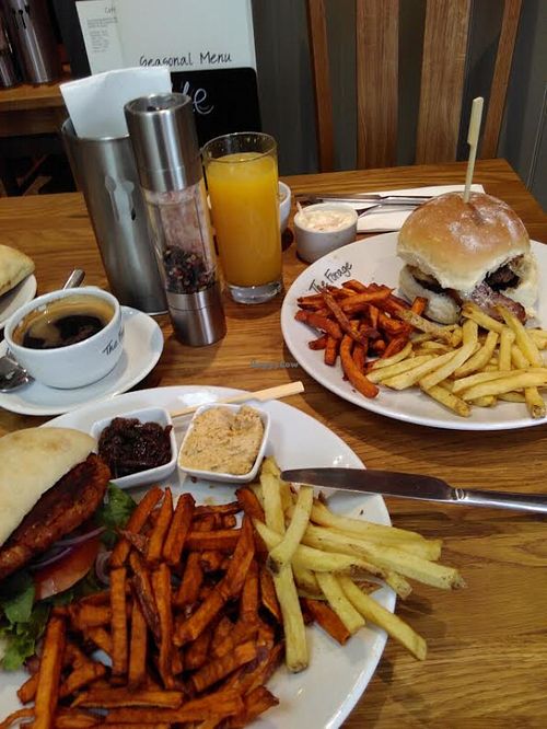 Vegan option bean burger is in the lower left. at The Forage in Lyndhurst
