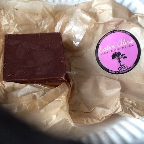 Peanut butter love bar; chocolate & peanut butter lovingly combined, lovingly good. at Eatin' Alive in Portland