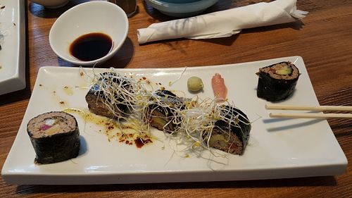 Raw mock sushi) at Gioia Plant-Based Cuisine in Marbella