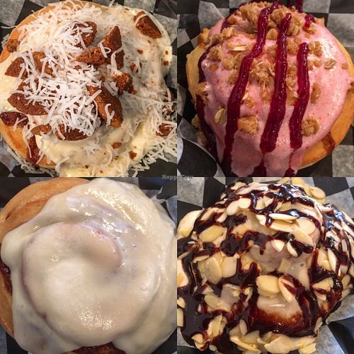 Left to right, top to bottom: Ginger Coconut, Raspberry Pie, Old Skool and Mocha Almond at Cinnaholic in Atlanta
