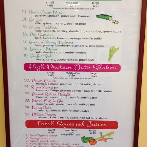 shakes & juices at Paradise Juice and Deli in Burbank