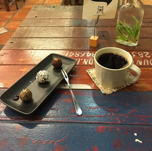 bliss balls and coffee  at Justlife in Kuala Lumpur