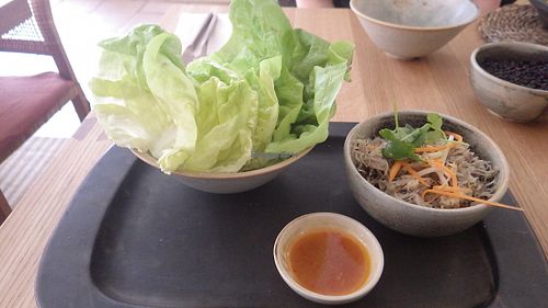 Sun choy bao tofu setas at The Green Spot in Barcelona