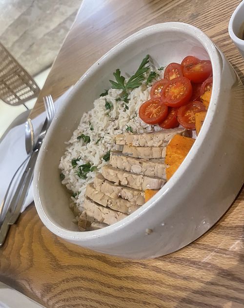 Tempeh bowl - do not recommend   at Evergreen Organics in Doha