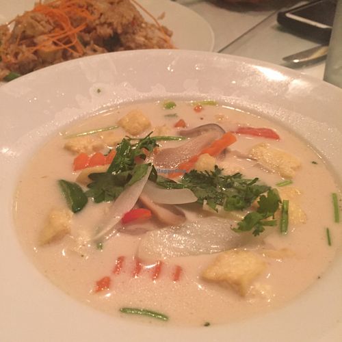 tom kha soup made vegan upon request at Jay's Thai Kitchen in Suffern