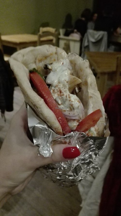 Vegan souvlaki at Trivoli Vegan Kafeneio in Athens