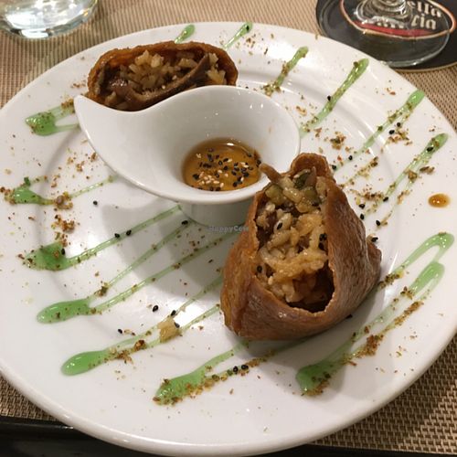 menu del día: arroz de sushi con salsa de sesamo at Yanten Veggie Bar in Madrid