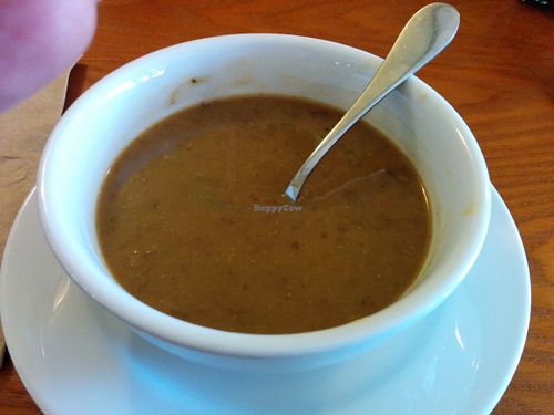 French lentil vegetable soup; perfectly seasoned deliciousness at Shangri-La Vegan - Telegraph in Oakland
