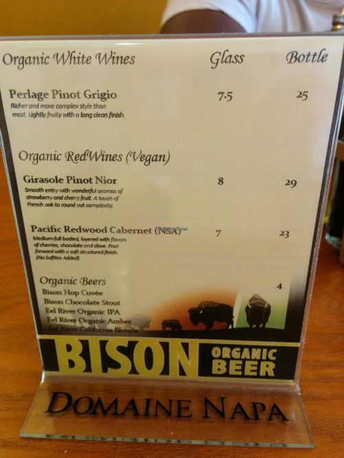 Drink menu, organic wines and beers at Shangri-La Vegan - Telegraph in Oakland