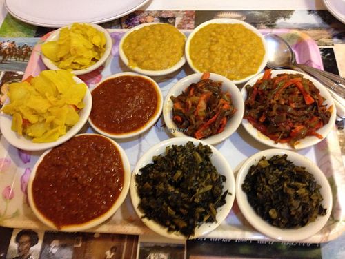 Manna Bistro Vegetarian Combination Plate for three - one of many dishes on the menu that are actually vegan! at Manna Bistro & Bakery in Centreville