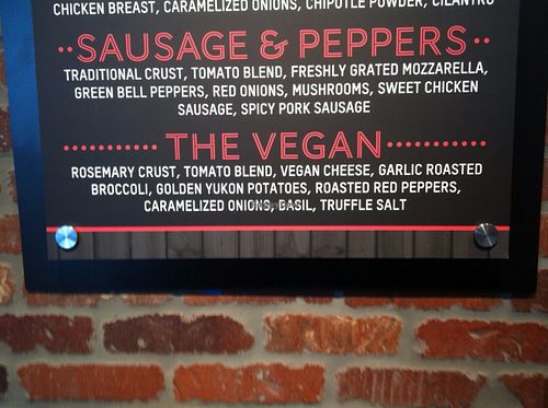 In case you don't believe the word 'vegan' appears in a restaurant in Blythe. CA! at Pizza Studio in Blythe