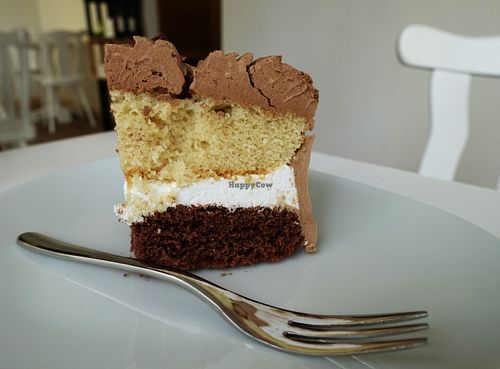 Delicious cake at Loving Hut Cafe in Dusseldorf