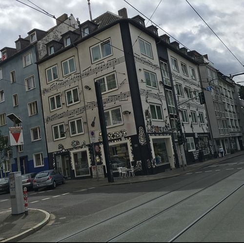 outside at Loving Hut Cafe in Dusseldorf