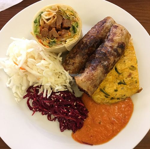 around £1.70 buffet including best ever omlette at Loving Hut in Prague