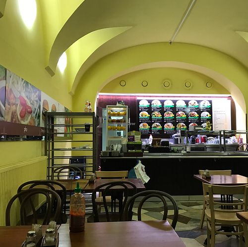 inside at Loving Hut in Prague