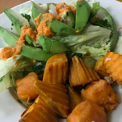 sweet potstoe salad at Loving Hut in Prague