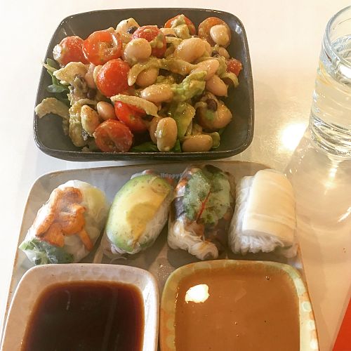 salad and ricepaper rolls at Rulla in Helsinki