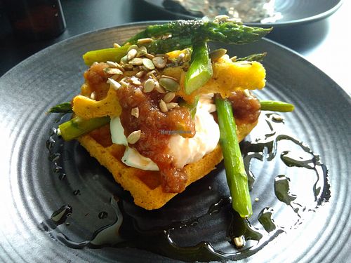 Cornbread waffle with nice things at The Plant Room in Brighton