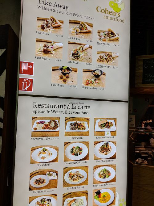 Menu at Cohen's Smartfood in Vienna