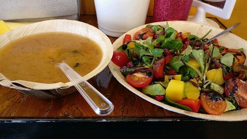 mango salad and miso soup at Mango Vegan Street Food - Zlota in Warsaw